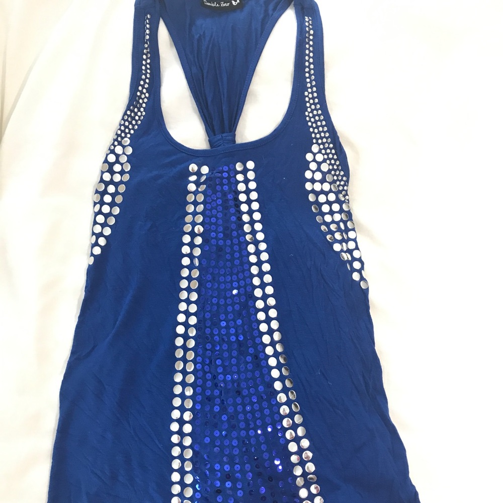 Royal blue sequin tank top